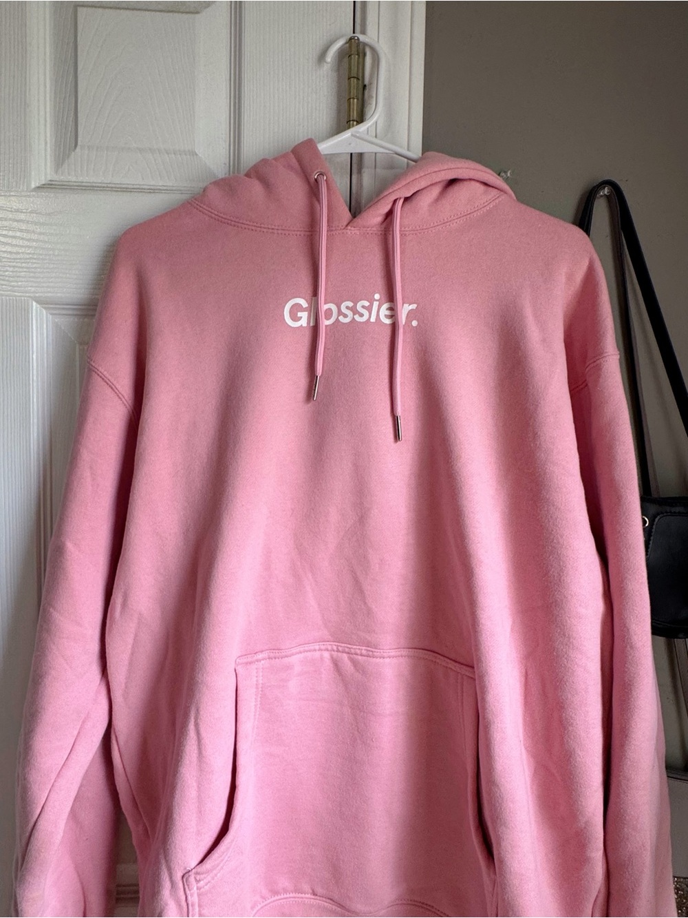 Glossier pink hoodie